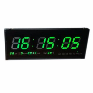 #ส่งฟรีเคอรี่ นาฬิกาดิจิตอลLED Number Clock แขวนผนัง รุ่น3615 ขนาด36X15X3CM (ตัวเลขสีเขียว)