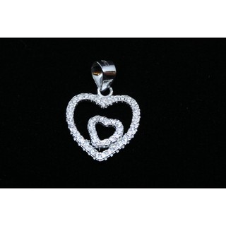 SWEET 16 จี้เงินล้อมเพชรแฟชั่นเกาหลี / Korean Fashion Pendant 925 Sterling Silver Two Hearts with CZ Diamonds_AC131223