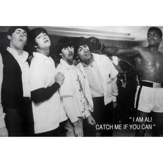 โปสเตอร์ ภาพรูปถ่าย 4เต่าทอง มูฮัมหมัด อาลี The Beatles vs Muhammad Ali POSTER 24”x35” Inch America Vintage Photo