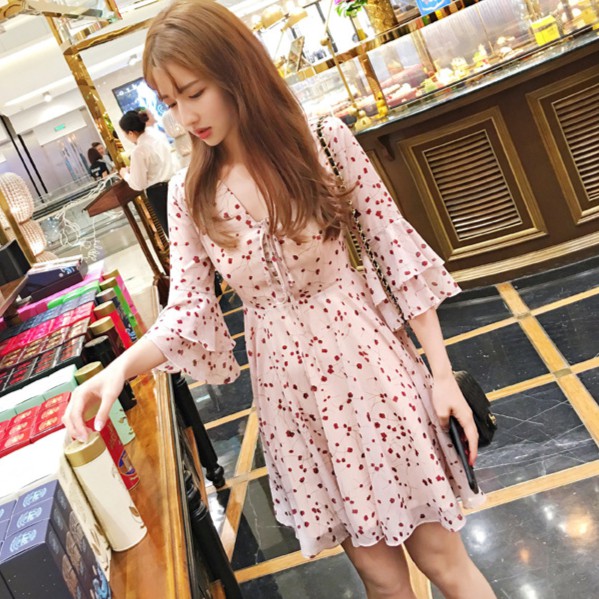 ราคา เดรสยาว ชุดเดรสสั้นลายดอกไม้แฟชั่นสตรี pantip
