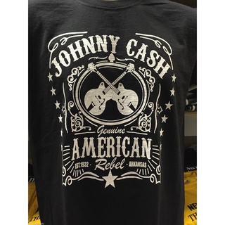 [S-5XL] เสื้อยืดแขนสั้น คอกลม ผ้าฝ้าย 100% พิมพ์ลาย JOHNNY CASH FRUIT OF THE LOOM REBEL แฟชั่นคลาสสิก สําหรับผู้ชาย