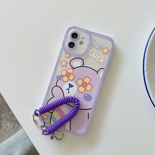 เคสโทรศัพท์มือถือ ลายการ์ตูนหมี พร้อมสายคล้อง สําหรับ Apple Iphone 678plus 14plus 13pro 11 12 xsmax xr