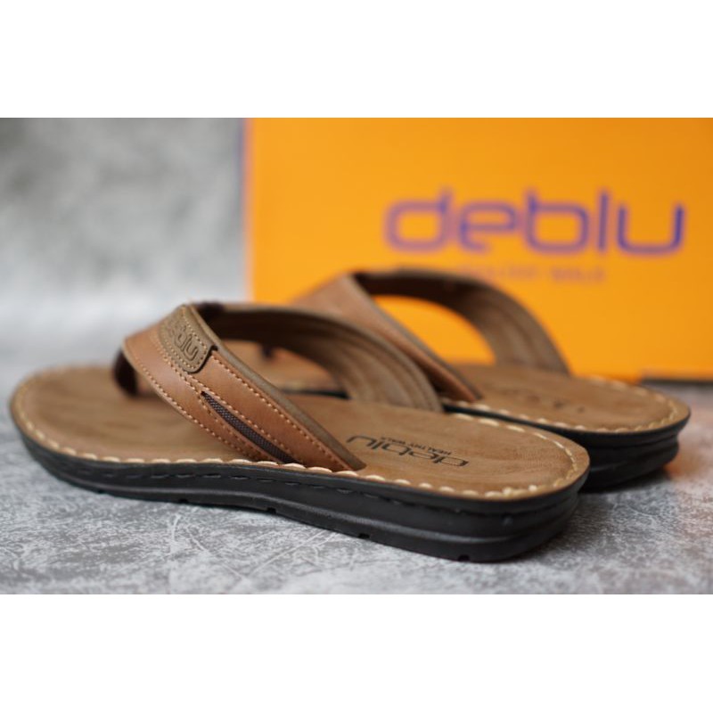 SIZE39-44 รองเท้าสุภาพบุรุษแบบคีบDeblu รหัสM5702 สีดำ/สีแทน งานเย็บพื้น ทนทาน