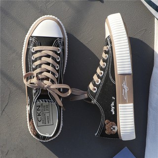 ☜❏℗&gt;Nice Design Cute Bear Canvas Shoes Women s 2021 Summer New Korean Student All-match Board Shoes Women s Trend &lt;