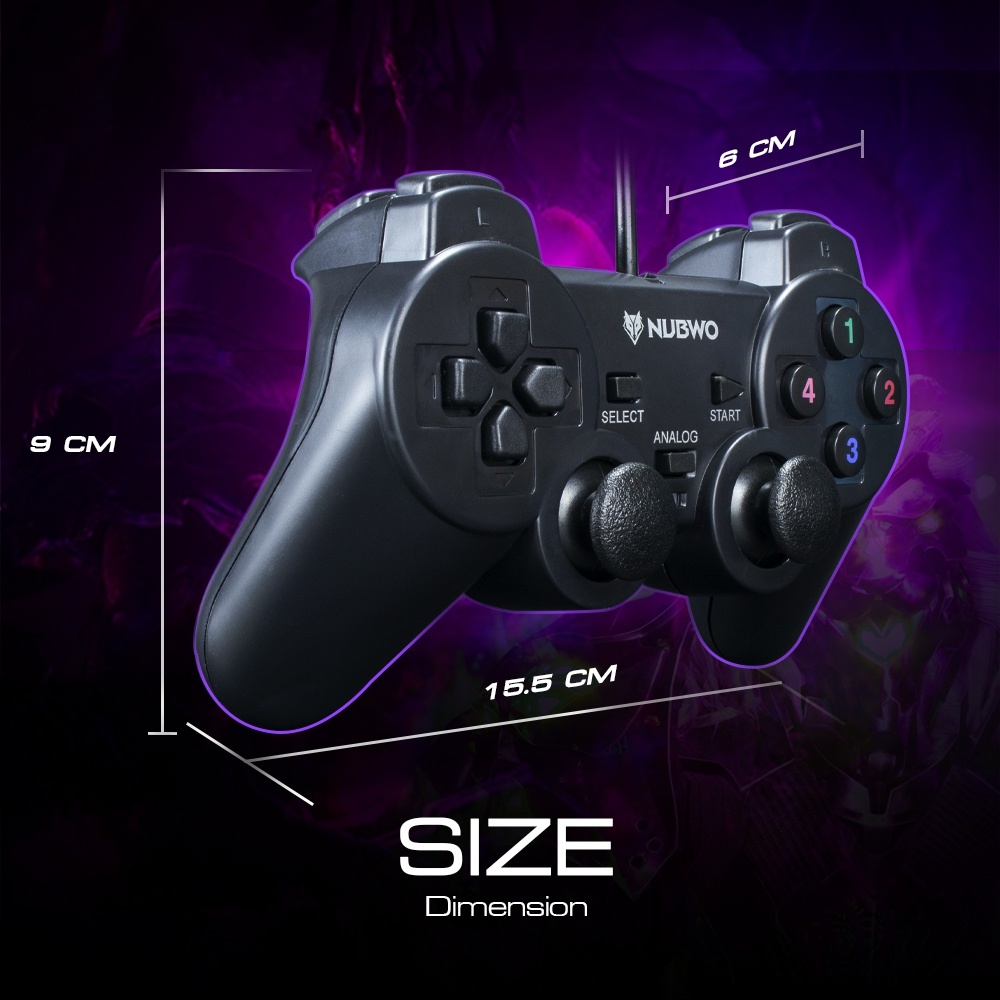 Nubwo NJ-43 Sequential Gaming Controller จอยสติ๊กสำหรับเล่นเกม ระบบสั่นสองชั้น เพื่อเพิ่มอรรถรส (รับประกันศูนย์ 1 ปี)