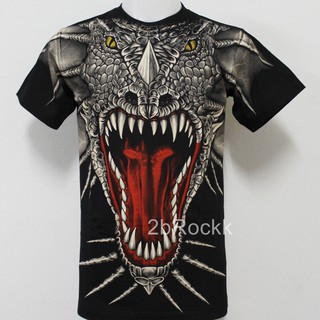 เสื้อลาย มังกร Dragon Discharge T-Shirt D55 ไซส์ยุโรป