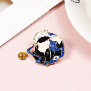 Anime Jujutsu Kaisen Brooch Yuji Itadori Gojo Satoru Figure Metal Badges for Costume Bag Cosplay Accessories