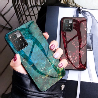 เคสโทรศัพท์กระจกนิรภัยลายหินอ่อนสำหรับ Xiaomi Redmi Note 10 S 10S Note10 Note10S Note10Pro Redmi10 RedmiNote10 Pro โปร RedmiNote10S 4G 5G Phone Case เคสแข็งสีสันสดใสทนต่อการขีดข่วน ฝาหลังคู่รักกันกระแทกลายหิน