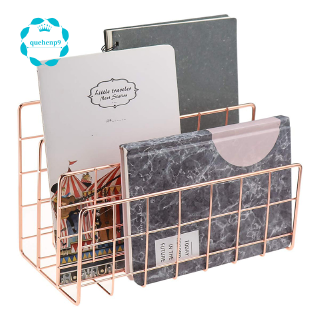 Desktop Mail Organizer, 3-Slot Metal Wire Mail Sorter, Letter Organizer for Letters, Mails, Books, Postcards and More, Mail Holder Rose Gold