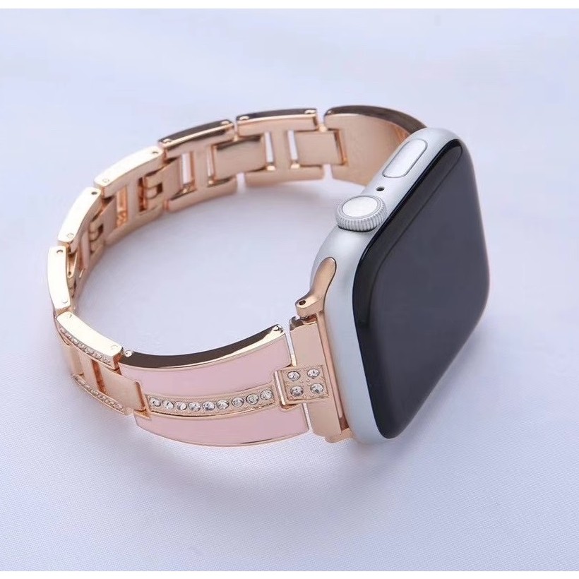 Luxury สายนาฬิกา Apple Watch Straps เหล็กกล้าไร้สนิม สาย Applewatch Series 7 6 5 4 3 2 1, Apple Watch SE Stainless Steel สายนาฬิกาข้อมือ for apple watch iWatch Series5,Series4 ,Series3 Watch band iwatch size 41mm 45mm 38mm 40mm 42mm 44mm สาย applewatch 7