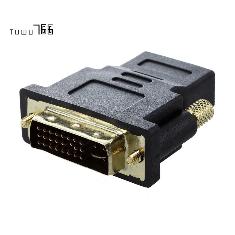 อะแดปเตอร์แปลงวิดีโอ Hdmi Female To Dvi-I Dvi 24+5 Male สีทอง #2
