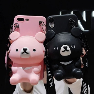 เคสโทรศัพท์แบบมีสายสะพาย Realme C21Y C20 C25 C15 C12 C17 5 5i 6i 7i 5S 6S C3 8 8pro 7pro 6pro 5pro X50 XT X2 X7 V15 V11 V13 5G Wallet Strap Silicone Soft Little Bear coin purse Case