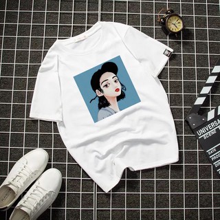 สาวน้อยที่เรียบง่ายบริสุทธิ์ 5 รูปแบบการ์ตูน Unisex เสื้อยืด#FreeShippingShopee #COD jh-