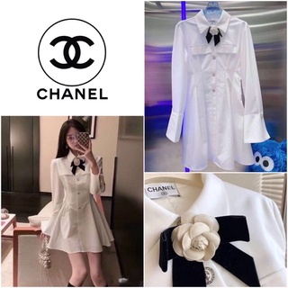 ชุดเดรสแขนยาวคอปก Chanel