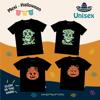 เสื้อผู้ใหญ่ Unisex Mexi-Halloween เรืองแสง (เสื้อดำ) แจ้งลายและชื่อที่พิมพ์บนเสื้อในช่องหมายเหตุหรือแชท_small but chic