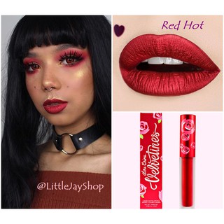 Lime Crime รุ่นจิ้มจุ่ม Metallic velvetines สี Red Hot (เนื้อแมทช์เมทาลิค) ของแท้ พร้อมส่ง