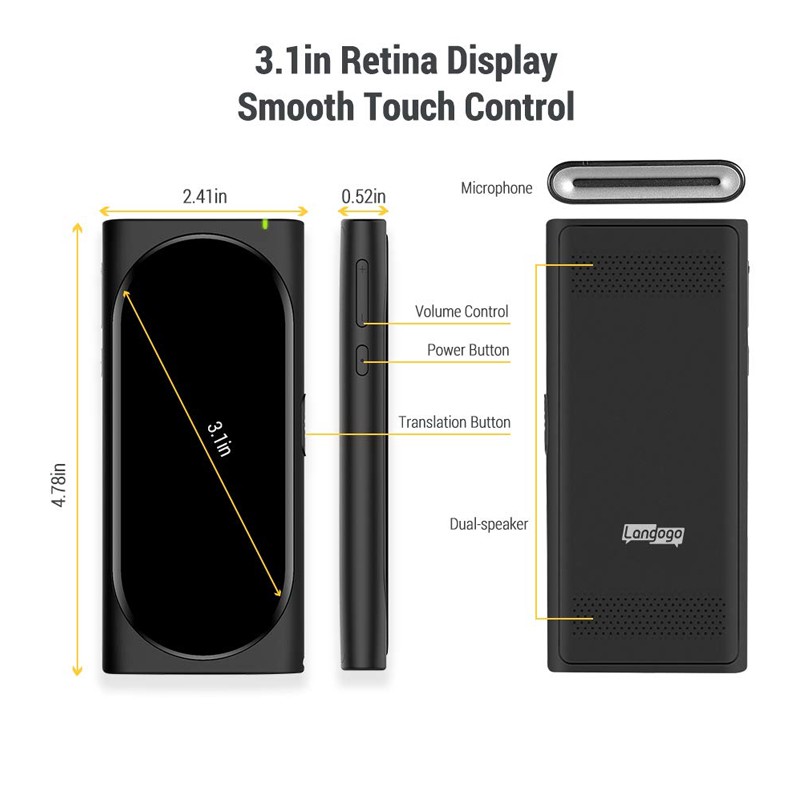 ทบทวนเครื่องแปลภาษา Langogo Pocket AI Translator ทั่วโลก WiFi Hotspot , eSIM รองรับ 4G ทั่วโลก
