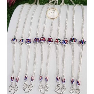 💎สร้อยคอสี่เสาลงยา ขนาด 2.5 มิล เงินแท้!!