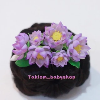 หวีดอกบัว หวีดอกไม้ดินปั้น มีให้เลือกหลายสี งานปั้นมือHandmade