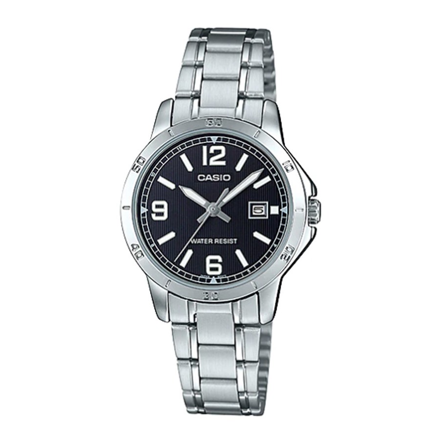 Casio Standard นาฬิกาข้อมือผู้หญิง สายสแตนเลส รุ่น LTP-V004D,LTP-V004D,LTP-V004D-1B2 - สีเงิน