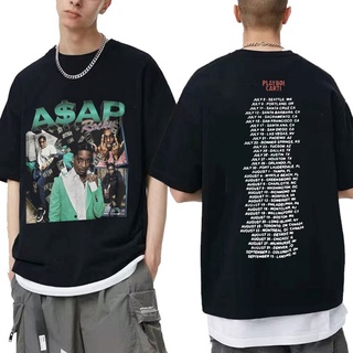 ผ้าฝ้ายแท้เสื้อยืดแขนสั้น พิมพ์ลายโลโก้ Rap ASAP Rocky Awesome Playboi Carti สไตล์ฮิปฮอป ฮาราจูกุ โอเวอร์ไซซ์ สําหรับผู้