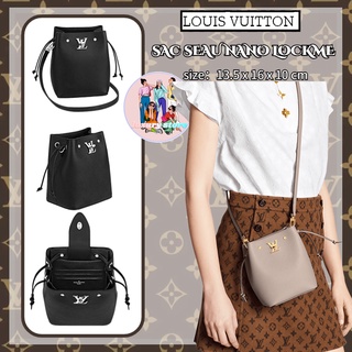 หลุยส์วิตตอง Louis Vuitton แซค ซี นาโน ล็อกมี บัคเก็ต/กระเป๋าสุภาพสตรี/กระเป๋าสะพายข้าง/กระเป๋าสะพายไหล่/รูปแบบล่าสุด/กา