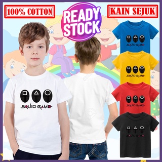 เสื้อยืดคอกลม ผ้าฝ้าย 100% พิมพ์ลายเกมปลาหมึก Baju Budak Lelaki สําหรับเด็ก