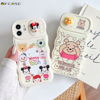 เคสโทรศัพท์มือถือนิ่ม ป้องกันเลนส์กล้อง ลายการ์ตูนหมีพูห์ มิกกี้ มินนี่ ทิวลิปน่ารัก สําหรับ iPhone 13 12 11 Pro Max XS Max XR X