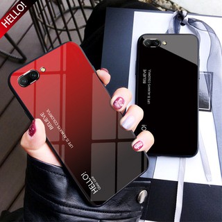 🔥 Oppo Realme C1 2 Pro / A3S / Ax5 / F7 Case Gradient Tempered Glass Back Phone Casing เคสโทรศัพท์มือถือไล่โทนสีสําหรับ