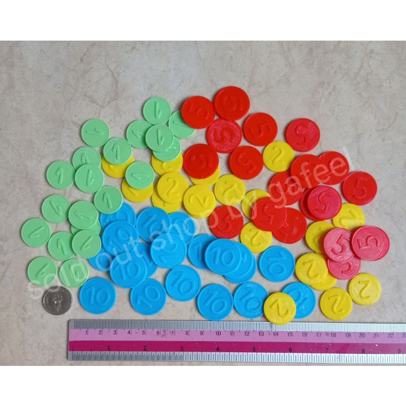 เหรียญของเล่น เสริมสร้างพัฒนาการ บวก ลบเลข ทอนเงิน เงินทอน เหรียญบาท เหรียญพลาสติก เหรียญปลอม เงินปลอม ของเล่นเด็ก