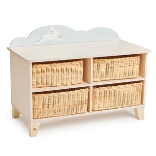 Bunny Storage Unit ชั้นเก็บของพร้อมกับตะกร้าหวาย 4 ชิ้น -Tender leaf toys