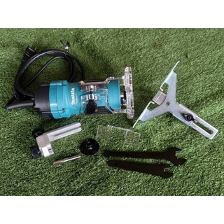 เครื่องทริมเมอร์สําหรับการเซาะและทําลวดลายบนไม้ MAKITA รุ่น M3700B ขนาด 1/4 นิ้ว 530 วัตต์ สีเขียว - ดำ