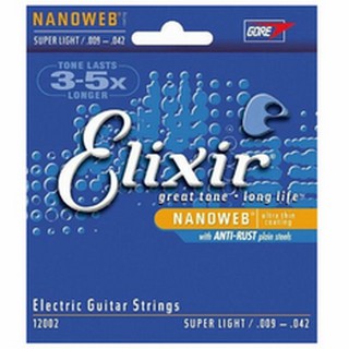 Elixir สายกีตาร์ไฟฟ้า Nanowep SUPER LIGHT /.009-.042