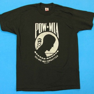 เสื้อยืดสีขาวเสื้อยืด พิมพ์ลายโลโก้ POW MIA 90s USA สไตล์วินเทจ ขนาดใหญ่ สําหรับผู้ชาย ไซซ์ L XLS-4XL