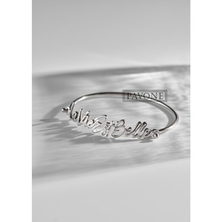 Pavone Jewelry กำไลข้อมือฮาฟโครงแข็ง กำไลข้อมืออักษรชื่อ เลือกชุบทอง18k /ชุบทองคำขาว /ชุบโรสโกลด์ (PSB0012)