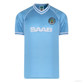 เสื้อกีฬาแขนสั้น ลายทีมชาติฟุตบอล Manchester City 1982 ชุดเหย้า สไตล์เรโทร สําหรับผู้ชาย และผู้หญิง