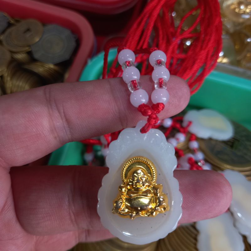 หยกขาว maitreya mile fuo จี้สร้อยคอ