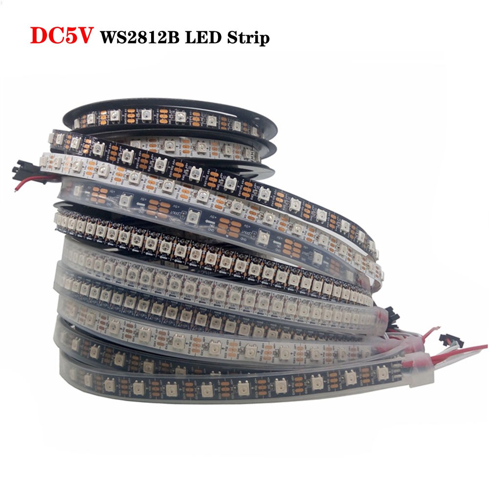 5m 30 60Leds 1M 74 96 144Leds WS2812B WS2812 Led Strip,ส่วนบุคคลแอดเดรสสมาร์ทRGB Led Strip,สีดํา/สีข