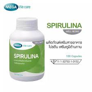 Mega We Care Spirulina 500mg สาหร่ายสไปรูลิน่า 100เม็ด [19374]