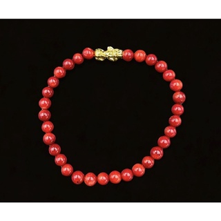 Chinese gold luck bracelet with coral . สร้อยข้อมือนำโชคทองจีนประดับปะการัง