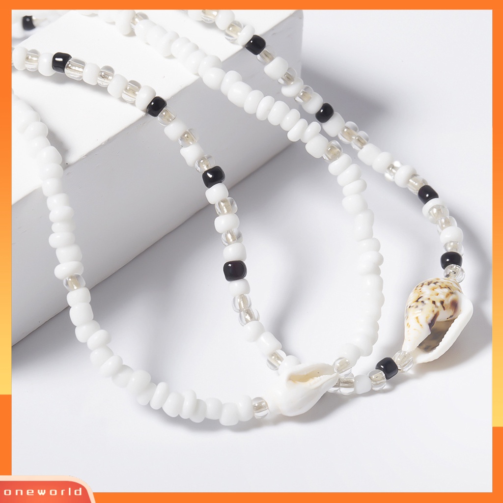 |Oneor| 2 ชิ้น สร้อยคอผู้หญิง ลูกปัดหอยสังข์ จี้สองชั้น ปรับได้ สร้อยคอโช้กเกอร์ สําหรับสวมใส่ทุกวัน