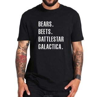 เสื้อยืดลําลอง แขนสั้น คอกลม พิมพ์ลาย Bears Beets Battlestar Galactica 100% สีดํา สีขาว สําหรับสํานักงาน ทีวีสามารถปรับแ