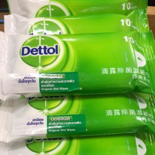 เดทตอลทิชชู่เปียก DETTOL ทิชชู่ทำความสะอาด เดทตอลเจลล้างมือ 10 แผ่น