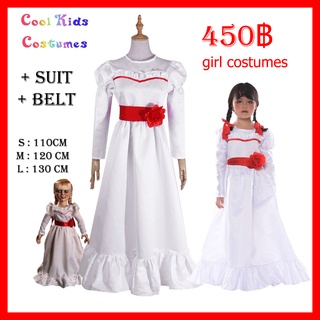 ชุดแอนนาเบล ชุดเด็กผู้หญิง ฮาโลวีน แฟนซี ปาร์ตี้ ConjingDoll Annabelle Halloween Horror White Dress Cosplay Costume Girl