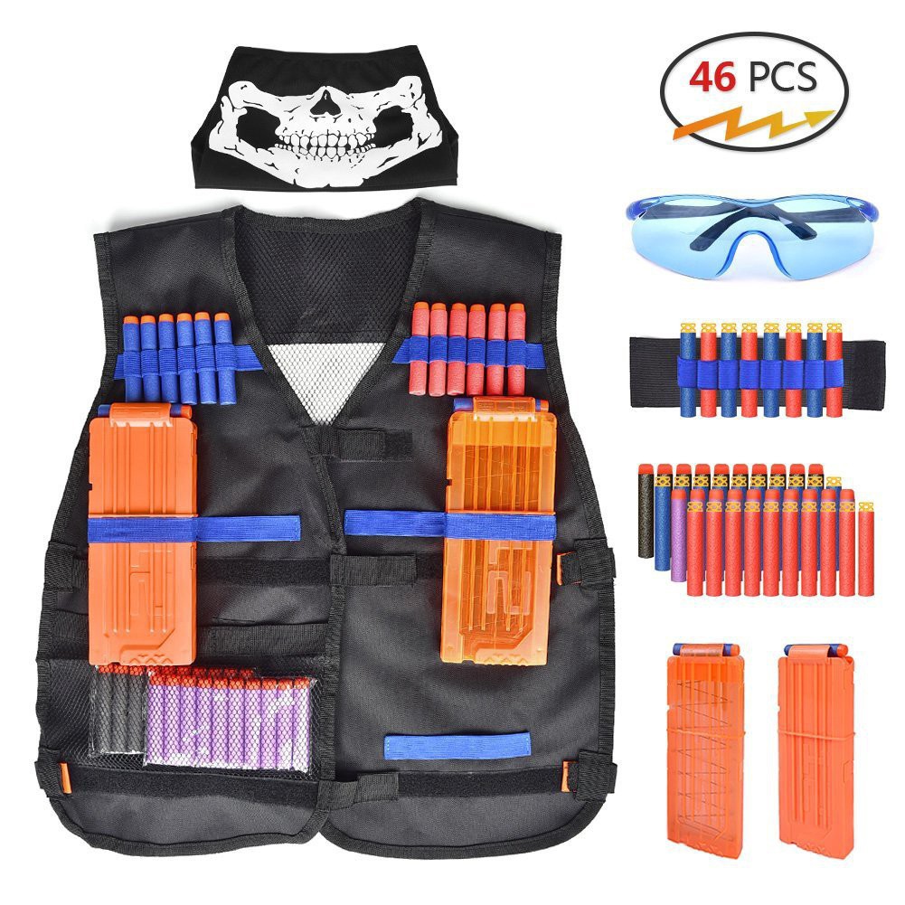 46 ชิ้น / เซ็ตเด็กเสื้อกั๊กยุทธวิธีชุดแว่นตาสำหรับ Nerf N-Strike Elite ยอดซีรีส์