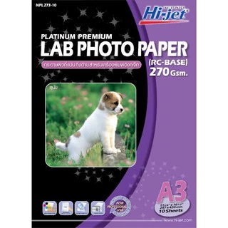 Hi-jet กระดาษโฟโต้ ผิวกึ่งมันกึ่งด้าน Inkjet Platinum Lab (Backside-coated) 270 แกรม A3 10 แผ่น