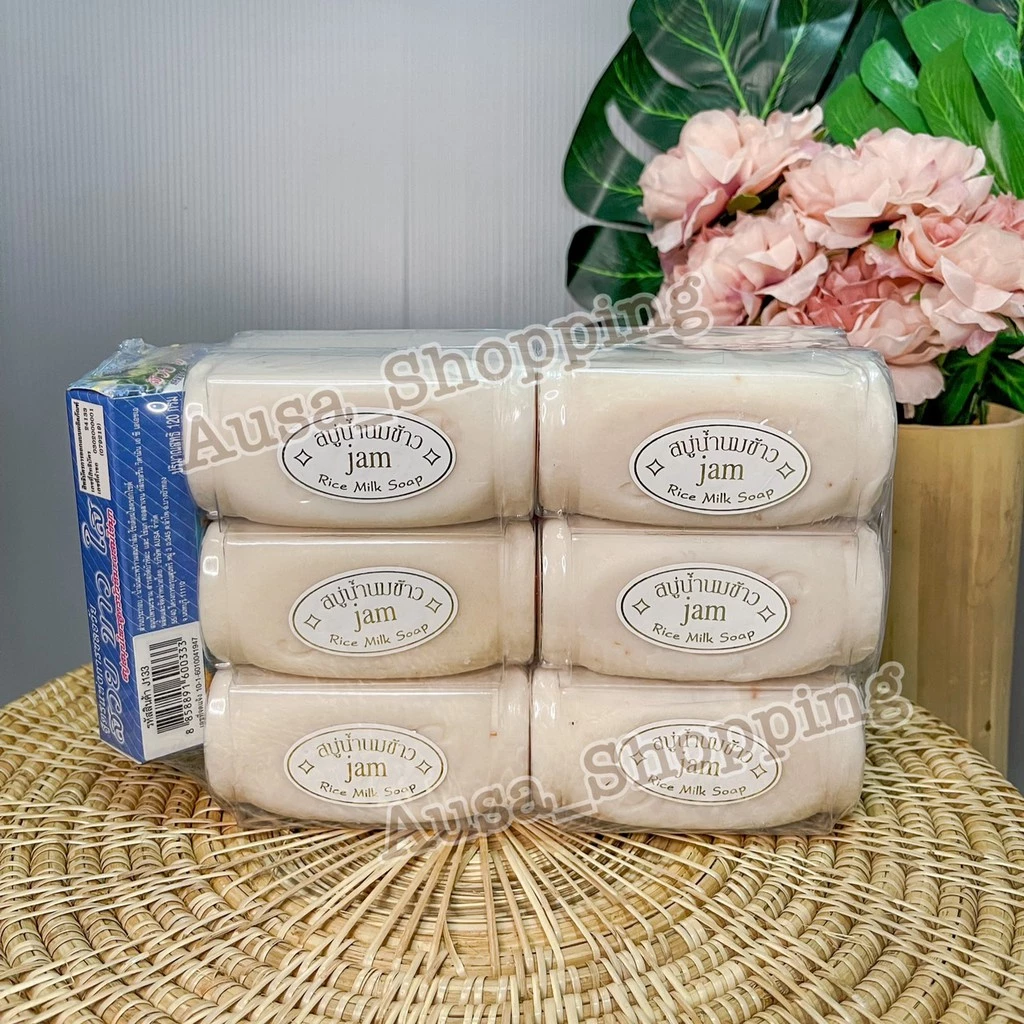 สบู่น้ำนมข้าว แจม รุ่นขอนไม้ ขนาด 100 กรัม **แพ็ค 12 ก้อนแถมฟรี 1 ก้อน**