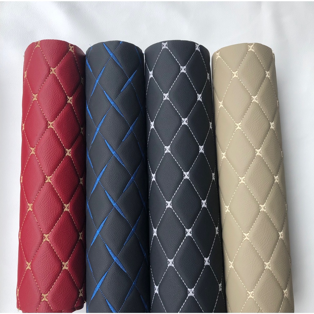 หนังเทียม pvc ลายปักvip หนังปักลายข้าวหลามตัด สีแดง สีดำ สีครีม ขนาด100x135ซม. 50x135ซม. หนังหุ้มเบา