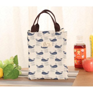 YHL กระเป๋าเก็บอุณหภูมิ กระเป๋าเก็บความร้อน-เย็นจัดระเบียบ Lunch Bag Picnic Bag Hot Bag Cooler Bag (ลายปลาวาฬ)