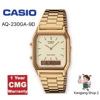 Casio Standard รุ่น AQ-230GA-9DMQ สายสแตนเลสสีทอง ของแท้ 💯% ประกันศูนย์ CMG สามารถใส่ได้ทั้งผู้หญิงและผู้ชาย